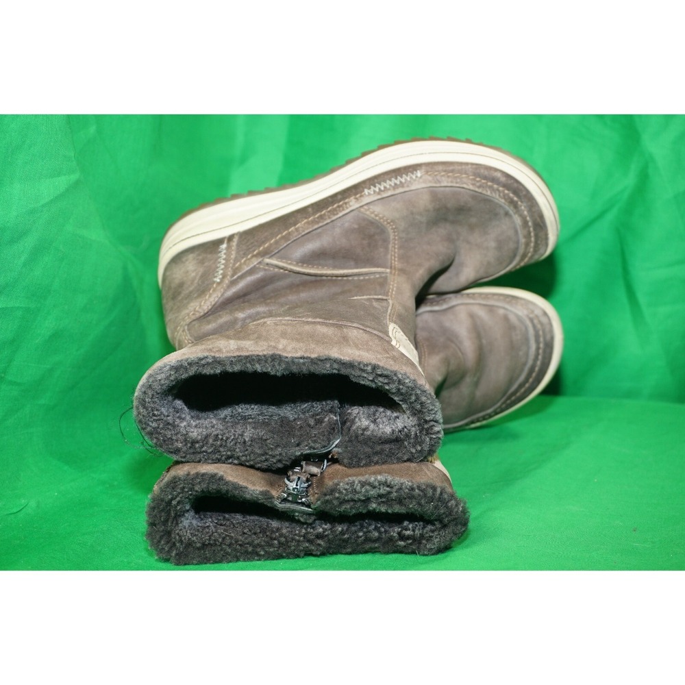 Ecco Womens Snow Boots Brown Leather Mid Calf Winter Size 38 US 7-7.5 - Picture 4 of 10